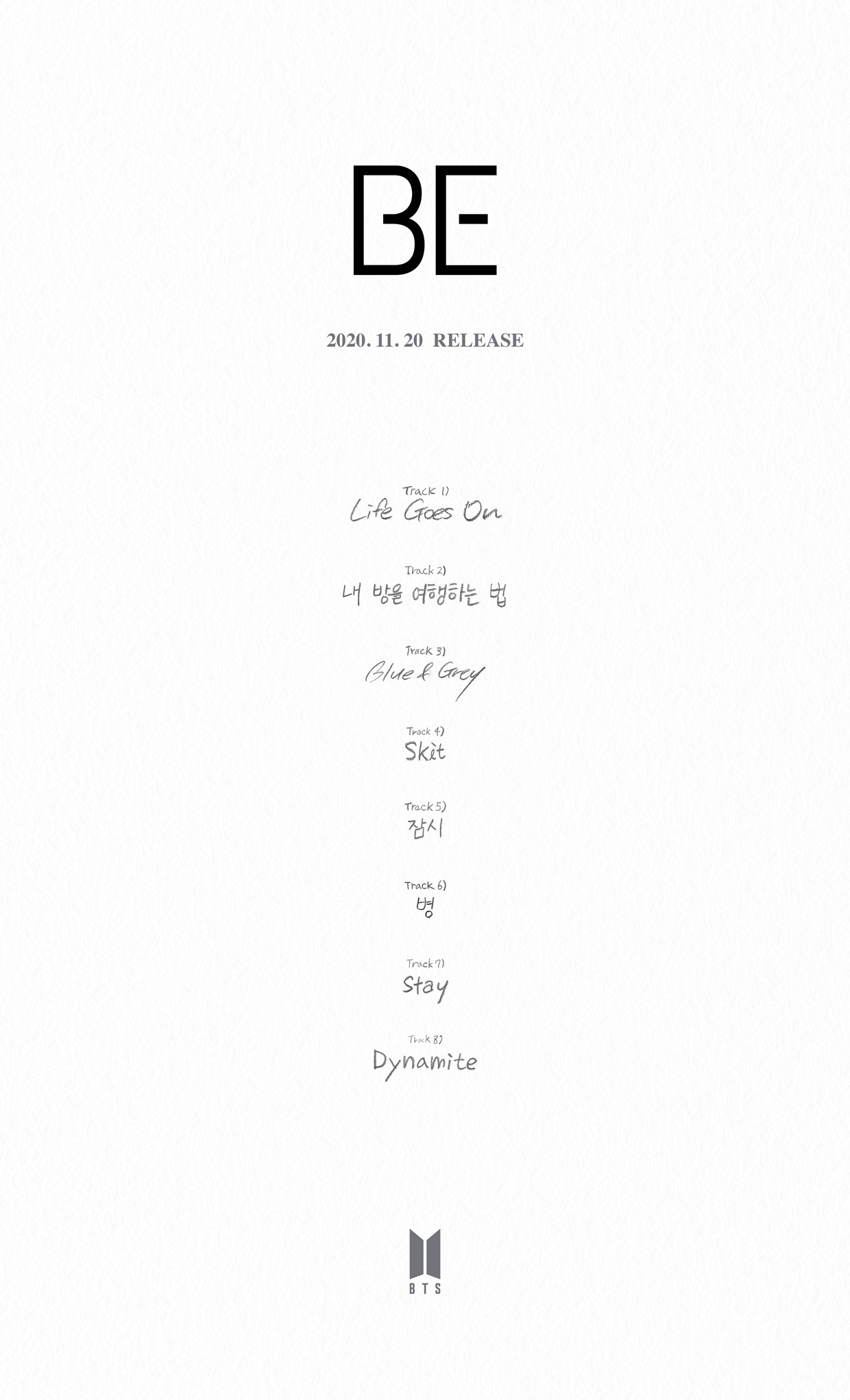 BTS 'BE' Album Tracklist